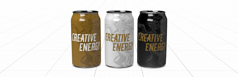 3D rendering of Creative Energy cans  in marketing article