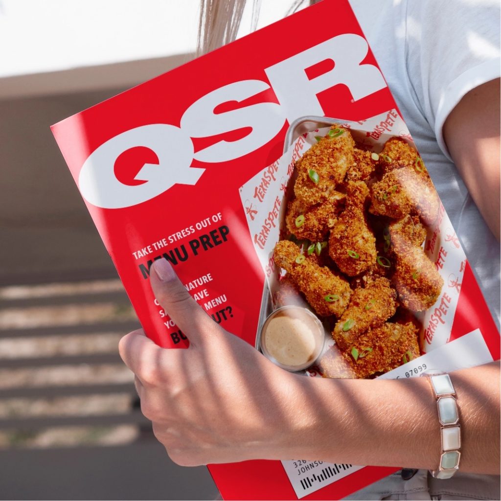 QSR foodservice ad campaign cover takeover featuring hot wings cooked in Texas Pete hot sauce