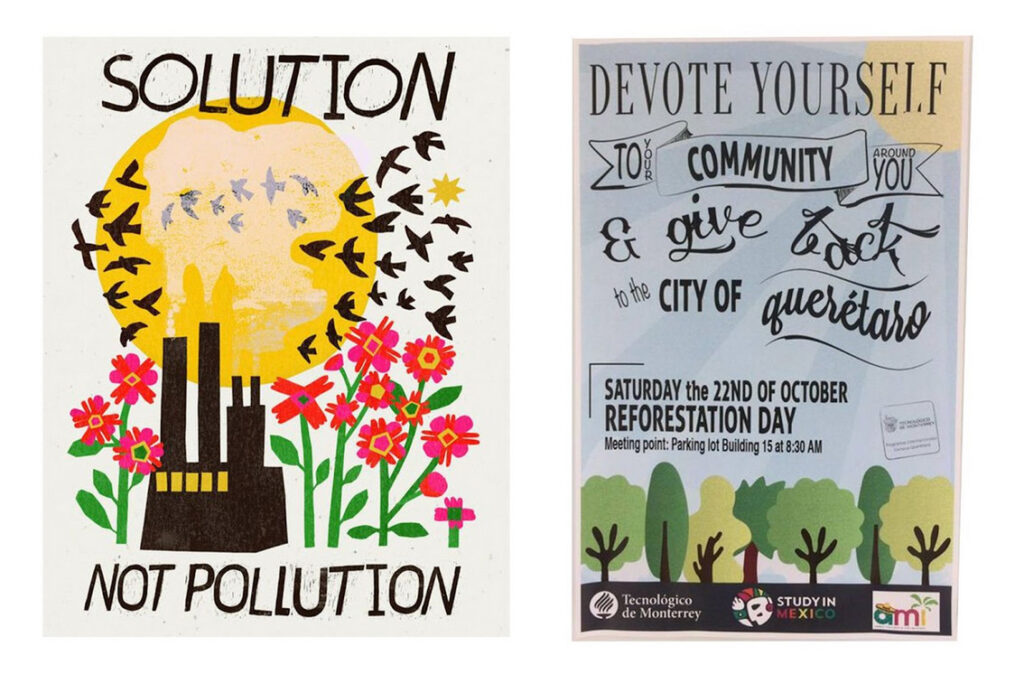 Comparison between two posters with environmental messaging