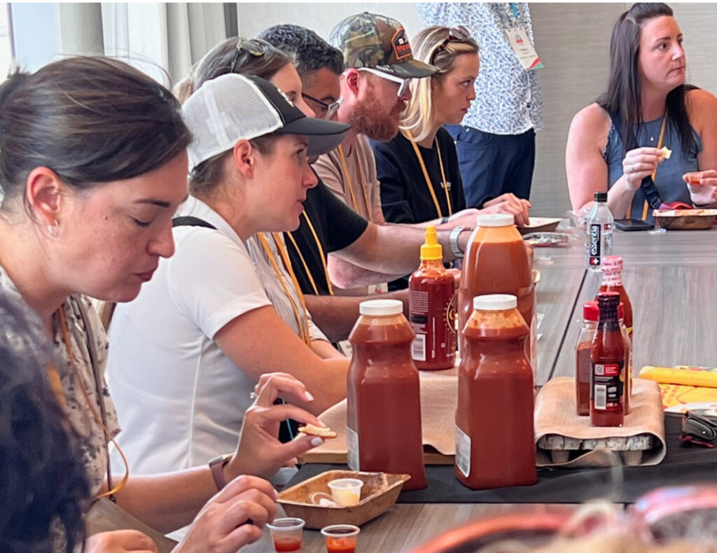 Packed tasting sessions of CHA! by Texas Pete® Sriracha Sauce combined with marinara sauce and with agave for a sweeter heat saw menu developers with deep interest.